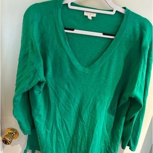 Talbots green light weight sweater with green tassels